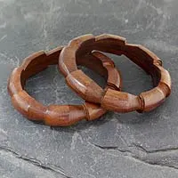 Wood bangle bracelets, 'Forest Suns' (pair) - Handmade Wood Bangle Bracelets (Pair)