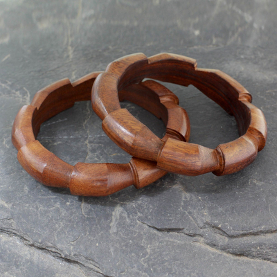Holzarmbänder, (Paar) - Handgefertigte Armreifen aus Holz (Paar)