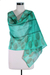 Cotton and silk shawl, 'Story in Turquoise' - India Paisley Cotton Silk Shawl Block Print Wrap