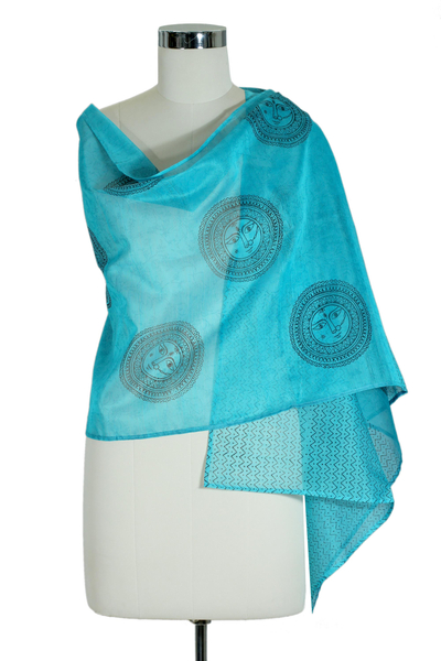 Cotton and silk shawl, 'India Sun' - Cotton and silk shawl