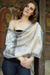 Cotton and silk shawl, 'Myriad Vines' - Floral Silk Blend Cotton Patterned Shawl thumbail