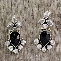 Featured review for Onyx and quartz dangle earrings, Midnight Dewdrops