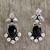 Onyx and quartz dangle earrings, 'Midnight Dewdrops' - Onyx and Quartz Drop Earrings