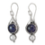 Pearl and lapis lazuli dangle earrings, 'Haryana Harmony' - Fair Trade Sterling Silver Pearl and Lapis Lazuli Earrings (image 2a) thumbail