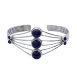 Lapis lazuli cuff bracelet, 'Promise by Night' - Lapis Lazuli Cuff Bracelet from India Silver Jewelry