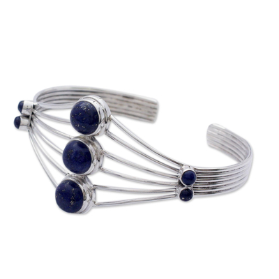 Lapis lazuli cuff bracelet, 'Promise by Night' - Lapis Lazuli Cuff Bracelet from India Silver Jewelry