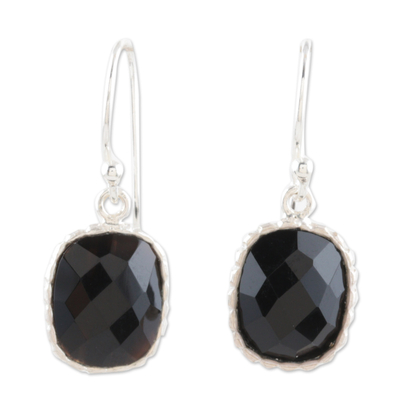 Artisan Crafted Earrings Sterling Silver and Onyx
