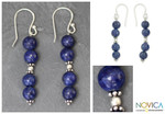 Lapis lazuli dangle earrings, 'Pillars of Love' - Lapis lazuli dangle earrings