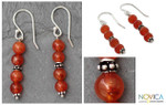 Carnelian dangle earrings, 'Pillars of Energy' - Carnelian dangle earrings