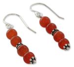 Carnelian dangle earrings, 'Pillars of Energy' - Carnelian dangle earrings