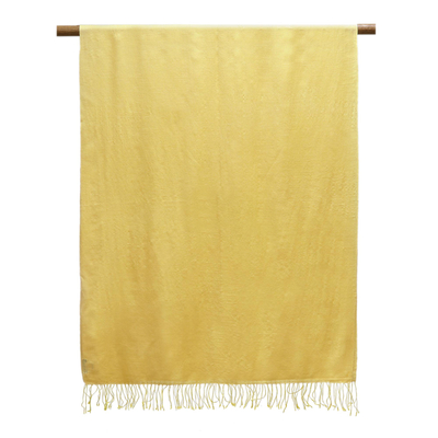 Schal aus Woll- und Seidenmischung - Gewebter Schal aus Woll- und Seidenmischung in Maisgrau aus Indien