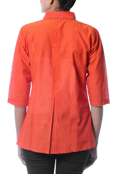 Cotton tunic, 'Jaipur Summer' - Handcrafted Block Print Cotton Tunic Top from India