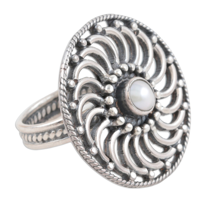 Pearl cocktail ring, 'Whirlwind' - Pearl cocktail ring