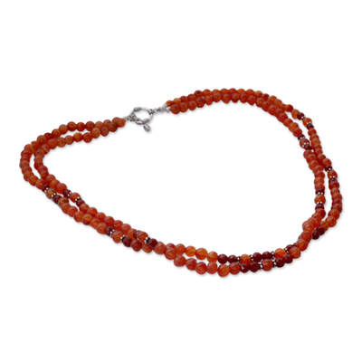 Carnelian strand necklace, 'Mumbai Sun' - Carnelian strand necklace