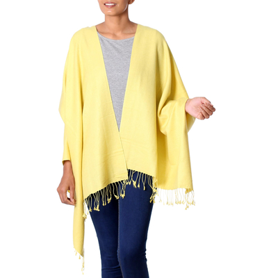 Wool and silk shawl, 'Golden Warm' - Wool and silk shawl