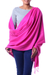Wool and silk shawl, 'Hot Pink Paradise' - Wool and silk shawl