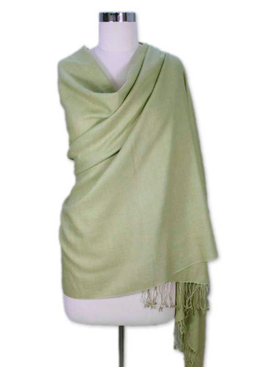 Wool and silk shawl, 'Minty Green' - Wool and silk shawl