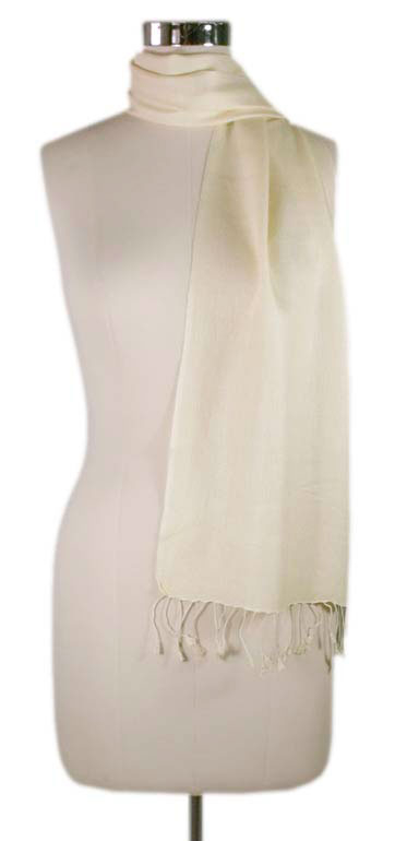 Wool and silk blend scarf, 'Creamy White Glory' - Wool and silk blend scarf