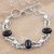 Pearl and onyx link bracelet, 'Jaipur Night' - Pearl and onyx link bracelet thumbail