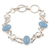 Pearl and chalcedony link bracelet, 'Jaipur Sky' - Chalcedony and Pearl Handmade Sterling Silver Link Bracelet