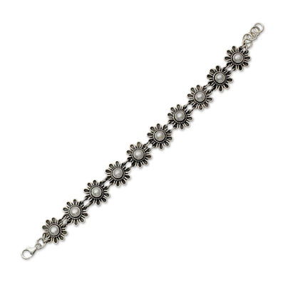 Perlenblumenarmband - Blumenarmband aus Perlen und Silber