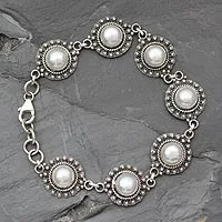 Perlen-Gliederarmband, „Purity“ – Perlen-Gliederarmband