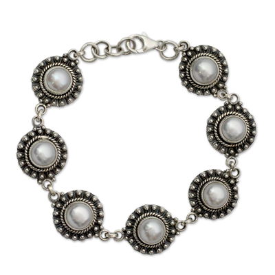 Pearl link bracelet, 'Purity' - Pearl link bracelet