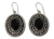 Onyx dangle earrings, 'Tradition' - Black Onyx and Sterling Silver Earrings from India (image 2a) thumbail