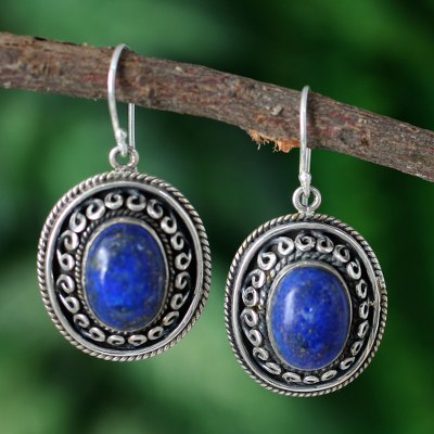 Lapis lazuli dangle earrings, 'Tradition' - Lapis lazuli dangle earrings