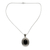 Onyx pendant necklace, 'Tribal Medallion' - Handmade Sterling Silver and Onyx Necklace from India (image 2a) thumbail