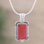 Sterling silver pendant necklace, 'Jaipuri Red' - Hand Crafted Sterling Silver and Onyx Necklace