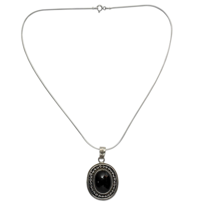 Onyx pendant necklace, 'Tradition' - Onyx pendant necklace