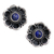 Pendientes flor lapislázuli - Pendientes de lapislázuli con botón floral indio de plata de ley