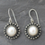 Pearl dangle earrings, 'Purity' - Sterling Silver and Pearl Earrings Women's Jewelry thumbail