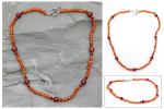 Carnelian strand necklace, 'Kerala Warmth' - Unique Beaded Carnelian Necklace