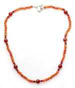 Carnelian strand necklace, 'Kerala Warmth' - Unique Beaded Carnelian Necklace
