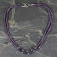 Amethyst strand necklace, 'Agra Lilac' - Amethyst strand necklace