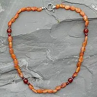 Carnelian strand necklace, 'Rajasthan Summer' - Carnelian strand necklace