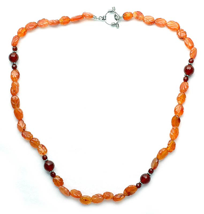 Carnelian strand necklace, 'Rajasthan Summer' - Carnelian strand necklace