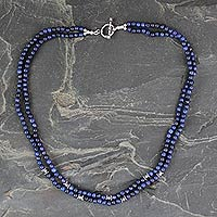 Lapis lazuli strand necklace, 'Agra Azure'