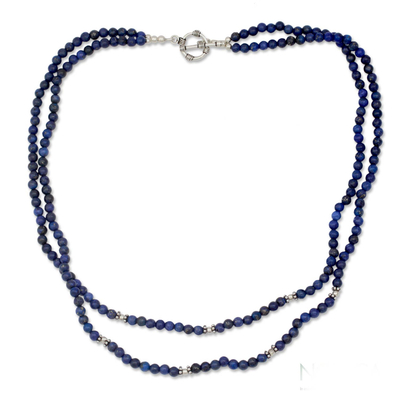 Lapis lazuli strand necklace, 'Agra Azure' - Lapis lazuli strand necklace