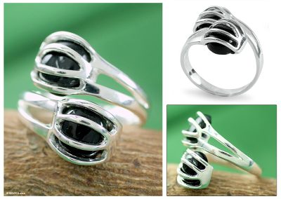 Sterling Silver and Black Onyx Ring Modern Jewelry
