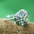 Blue topaz and peridot cocktail ring, 'Enthralling Jaipur' - Blue Topaz and Peridot Indian Sterling Silver Ring thumbail