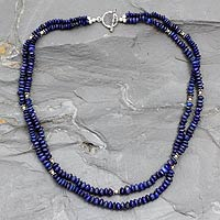 Lapis lazuli strand necklace, 'Rajasthan Sky'
