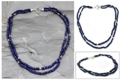 Lapis lazuli strand necklace, 'Rajasthan Sky' - Lapis lazuli strand necklace