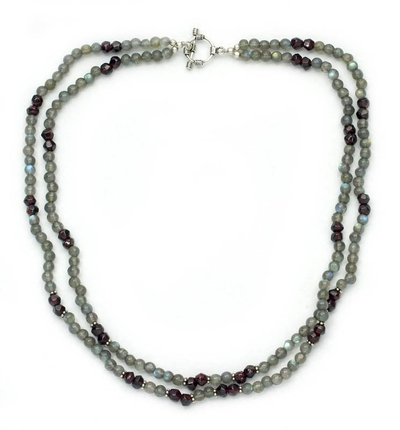 Labradorite and garnet necklace