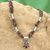 Garnet flower necklace, 'Kerala Carnation' - Handcrafted Sterling Silver and Garnet Indian Necklace thumbail