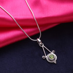 Peridot pendant necklace, 'Chennai Promise' - Sterling Silver and Peridot Necklace Modern Indian Jewelry 