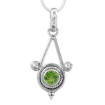 Peridot pendant necklace, 'Chennai Promise' - Sterling Silver and Peridot Necklace Modern Indian Jewelry 