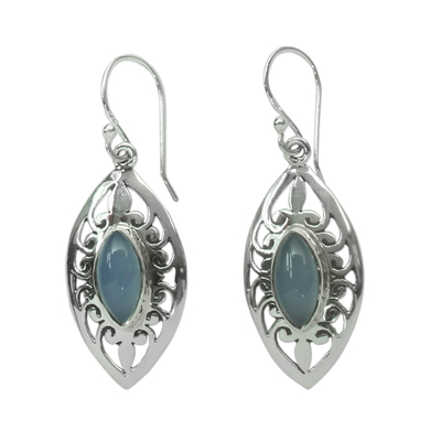 Blue Chalcedony and Silver Earrings